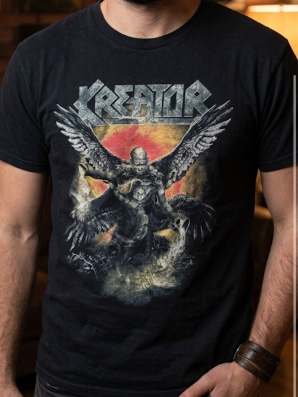 Kreator Black Short Sleeve Graphic Band Tee Size Large